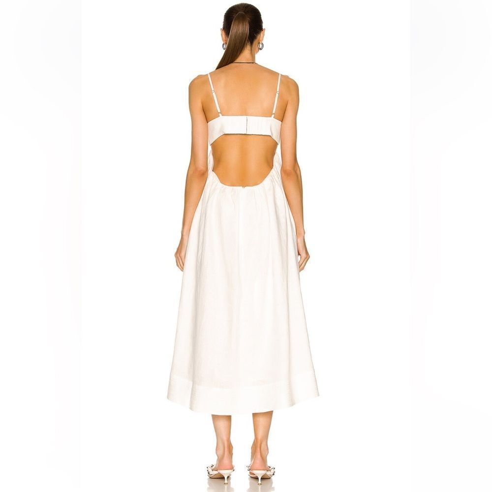 NEW Zimmermann Rosa Linen Bralette Midi Dress Ivory Size 10 - Picture 6 of 14